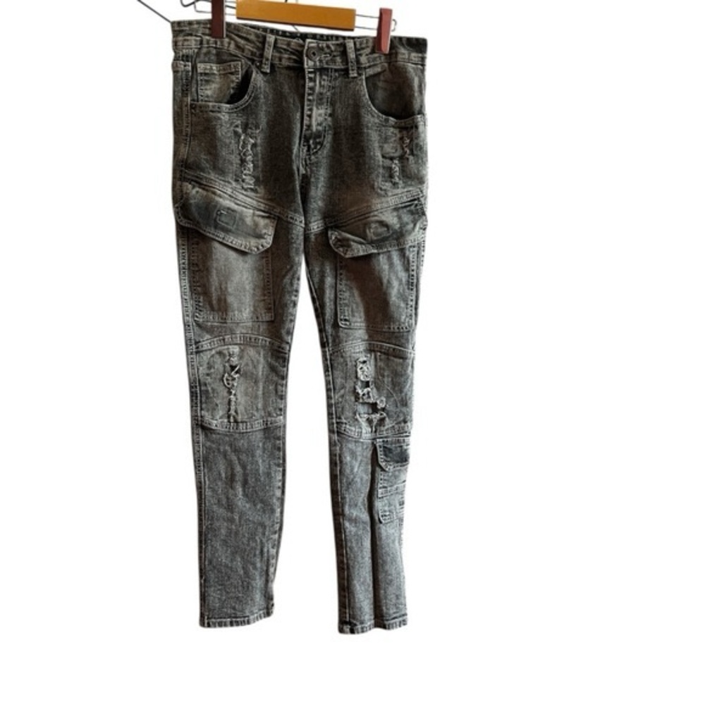 CR24 Distressed Gray Cargo Skinny Jeans - Size 30x30